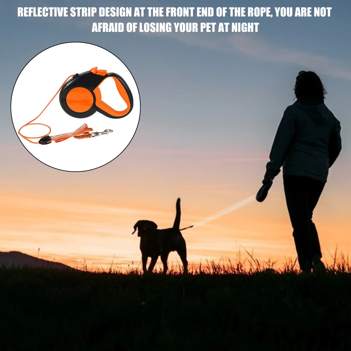 8M Retractable Dog Lead — Heavy Duty Walking Leash with Reflective Tape & Non-Slip Handle | Small, Medium & Large Dogs
