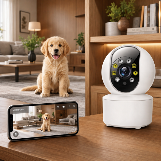 4K Rotating Smart Pet Camera | WiFi, Night Vision & Two-Way Audio