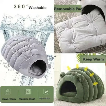 Washable Plush Pet Bed – Warm & Soft Sleeping Bed for Cats & Dogs