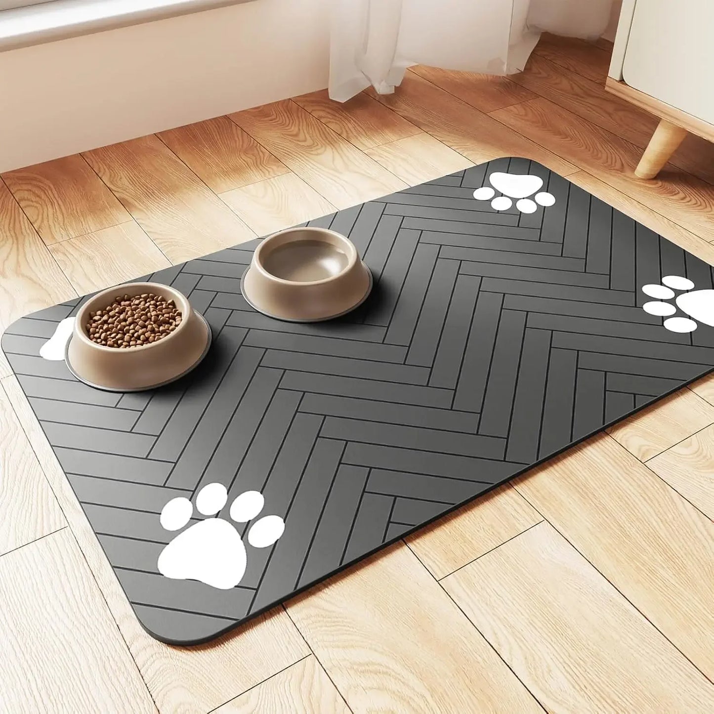 Absorbent Pet Feeding Mat – Waterproof Rubber-Backed Quick-Dry Placemat for Dogs & Cats