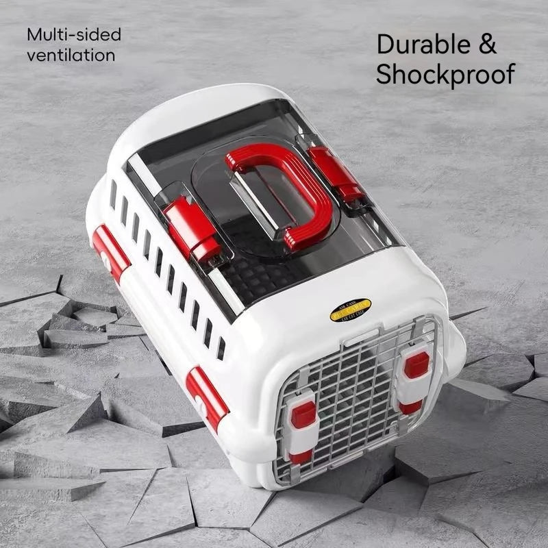 Portable Hard-Shell Pet Carrier | Drop-Resistant Travel Cage & Bed