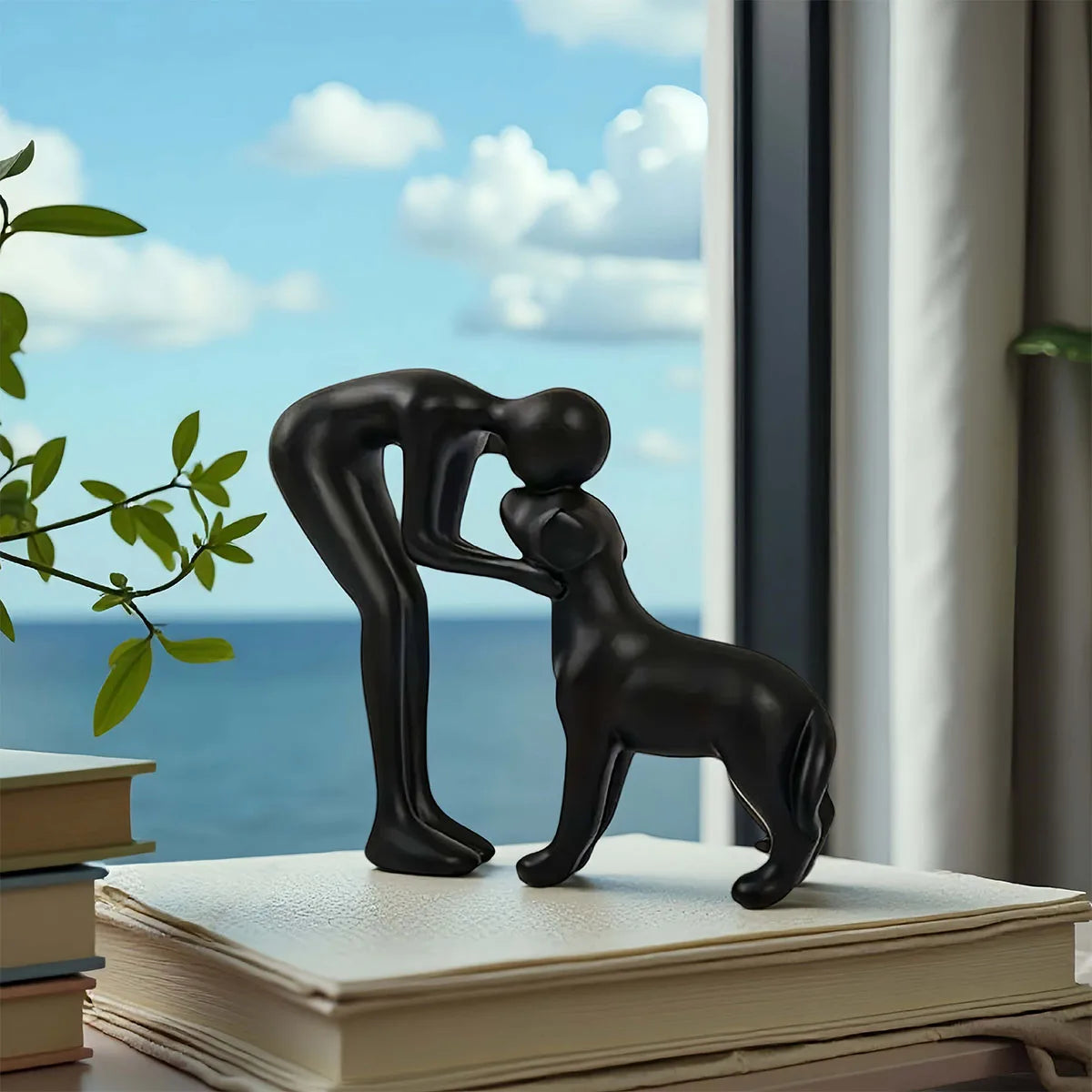 Dog & Owner Statue – Elegant Home Décor Gift for Pet Lovers