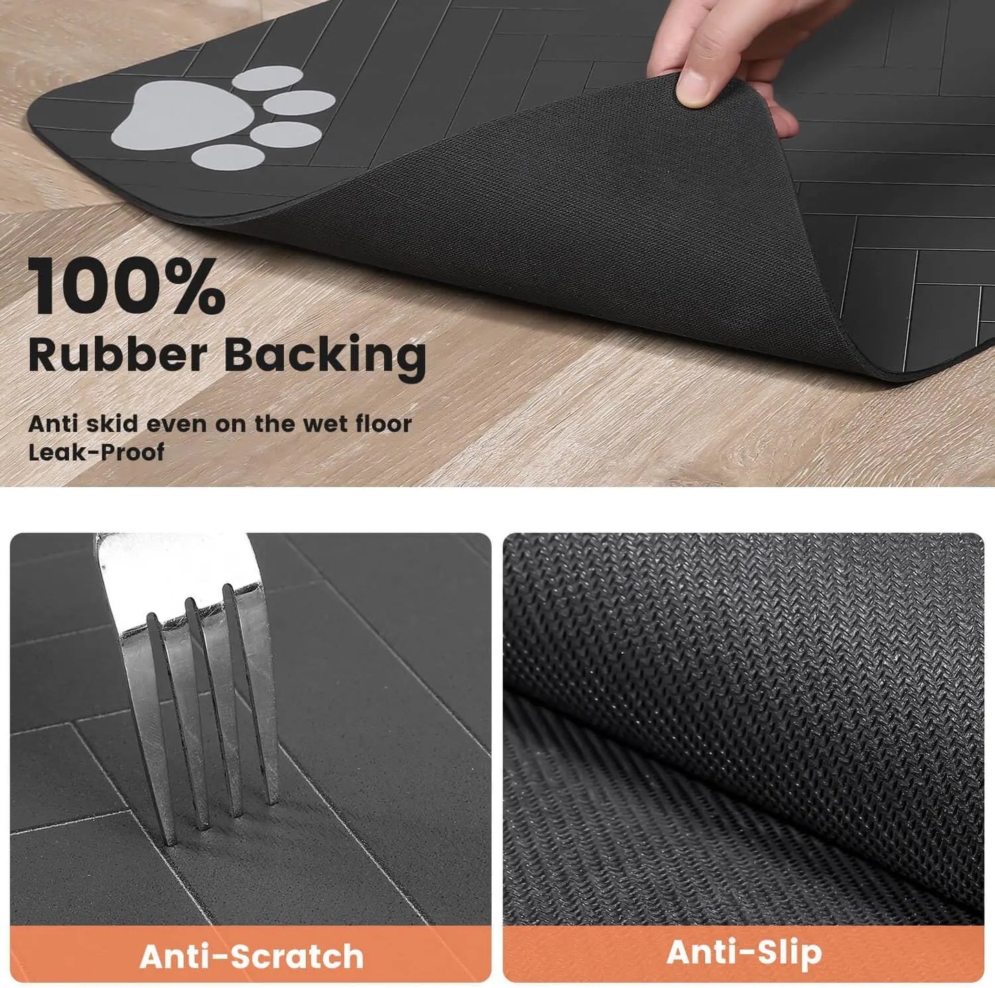 Absorbent Pet Feeding Mat – Waterproof Rubber-Backed Quick-Dry Placemat for Dogs & Cats