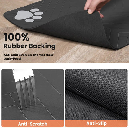Absorbent Pet Feeding Mat – Waterproof Rubber-Backed Quick-Dry Placemat for Dogs & Cats