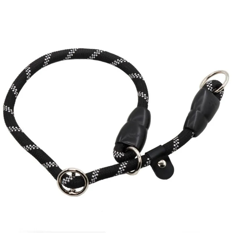 Reflective P-Chain Dog Collar — Adjustable Nylon
