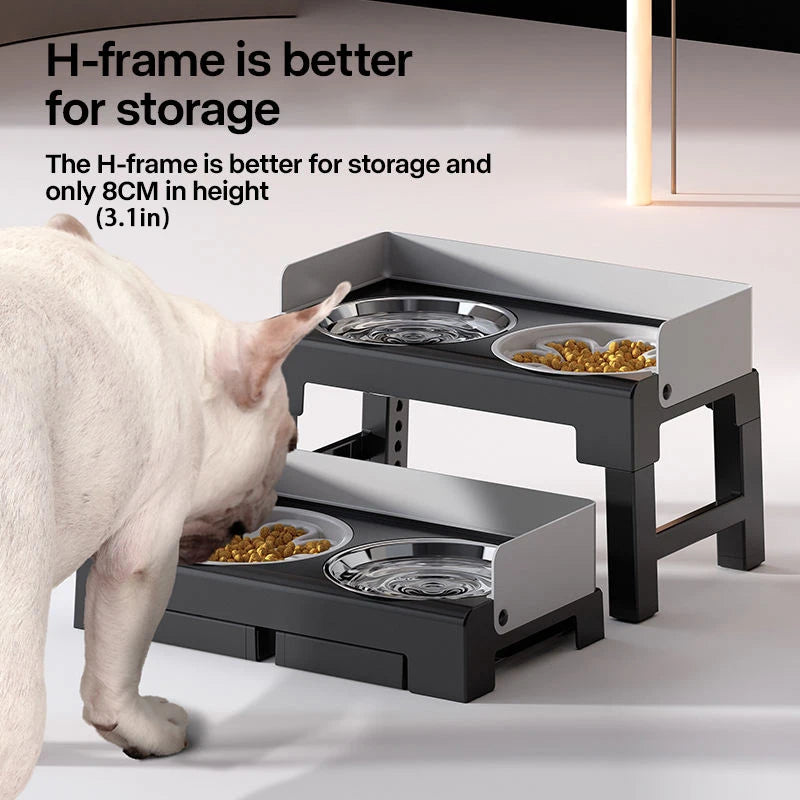 Elevated Adjustable Dog Bowl Stand – Double Stainless Steel Bowls for Small, Medium & Large Dogs