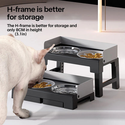 Elevated Adjustable Dog Bowl Stand – Double Stainless Steel Bowls for Small, Medium & Large Dogs