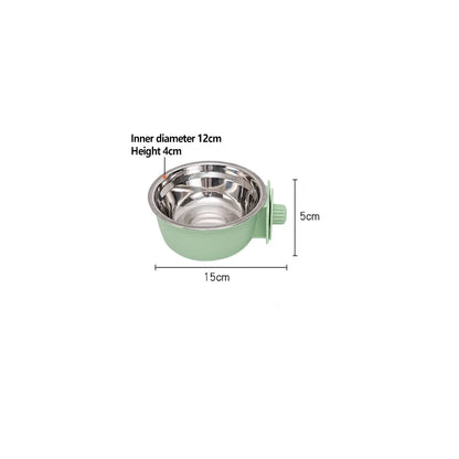 Removable Stainless Steel Hanging Pet Bowl – Cage Feeder for Dogs, Cats & Rabbits
