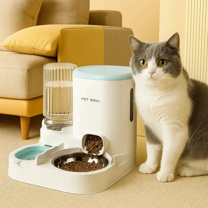 Automatic Pet Feeder & Water Dispenser – Anti-Spill, Large Capacity with Stainless Steel Bowl