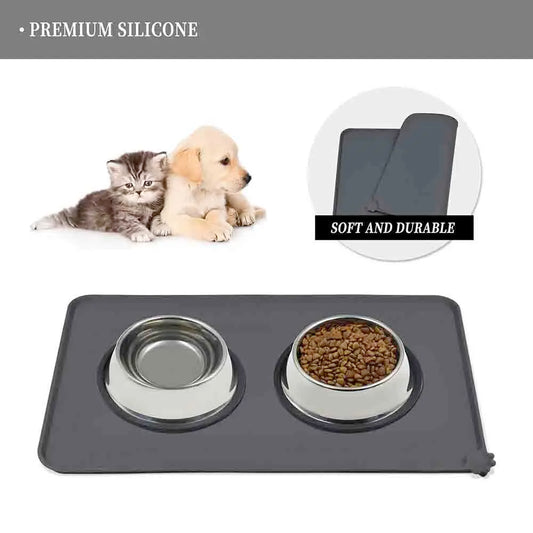 Waterproof Pet Feeding Mat – High Raised Edges Silicone Food Mat for Dogs & Cats