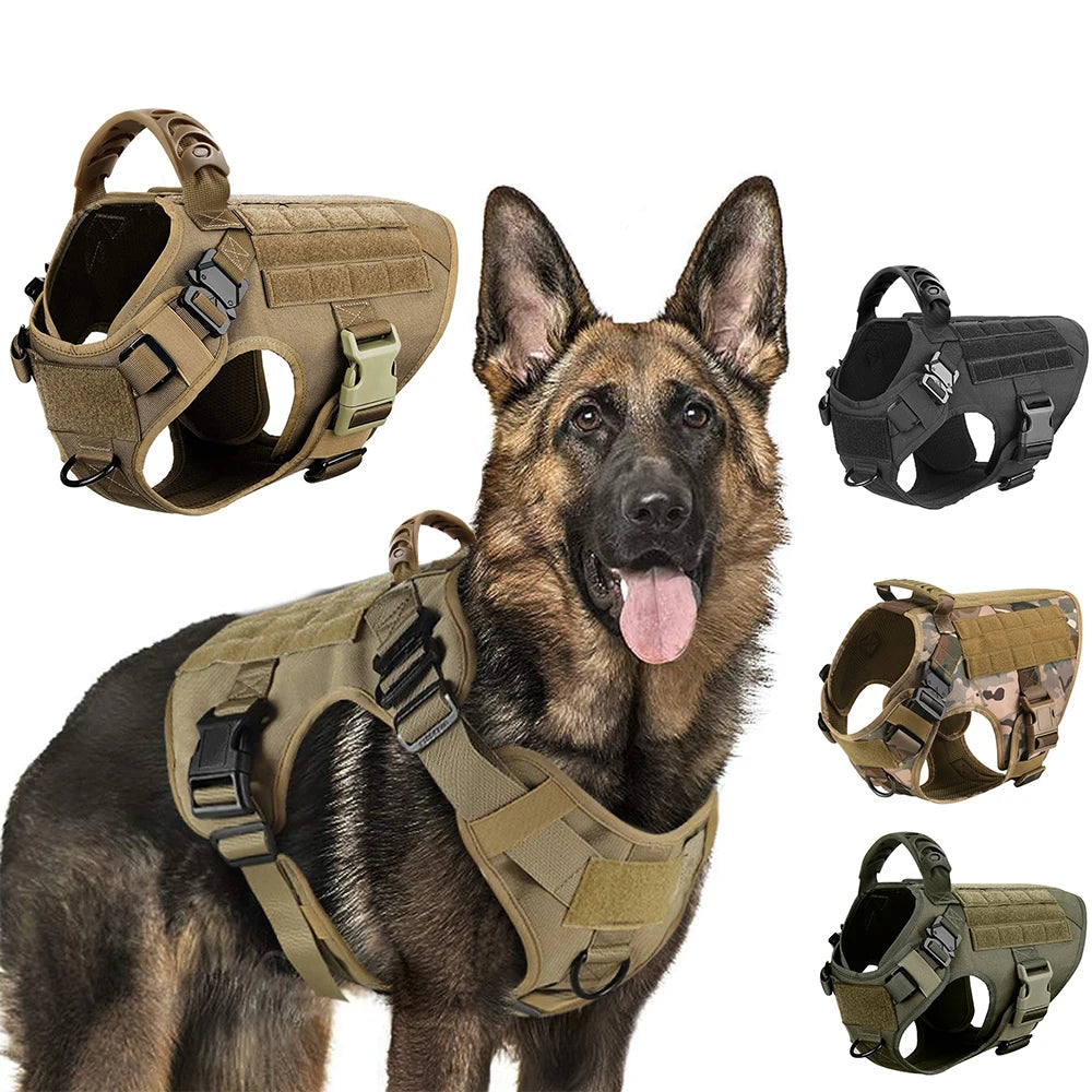 Military-Grade Tactical Dog Harness — Training Vest for Large Breeds