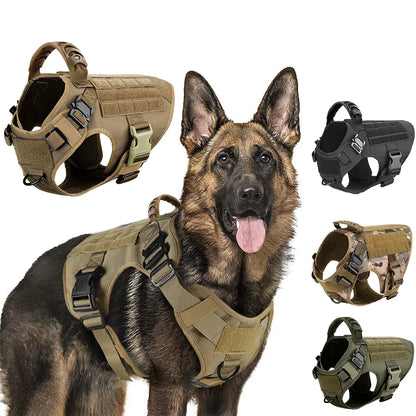 Military-Grade Tactical Dog Harness — Training Vest for Large Breeds