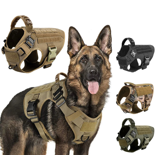 Military-Grade Tactical Dog Harness — Training Vest for Large Breeds