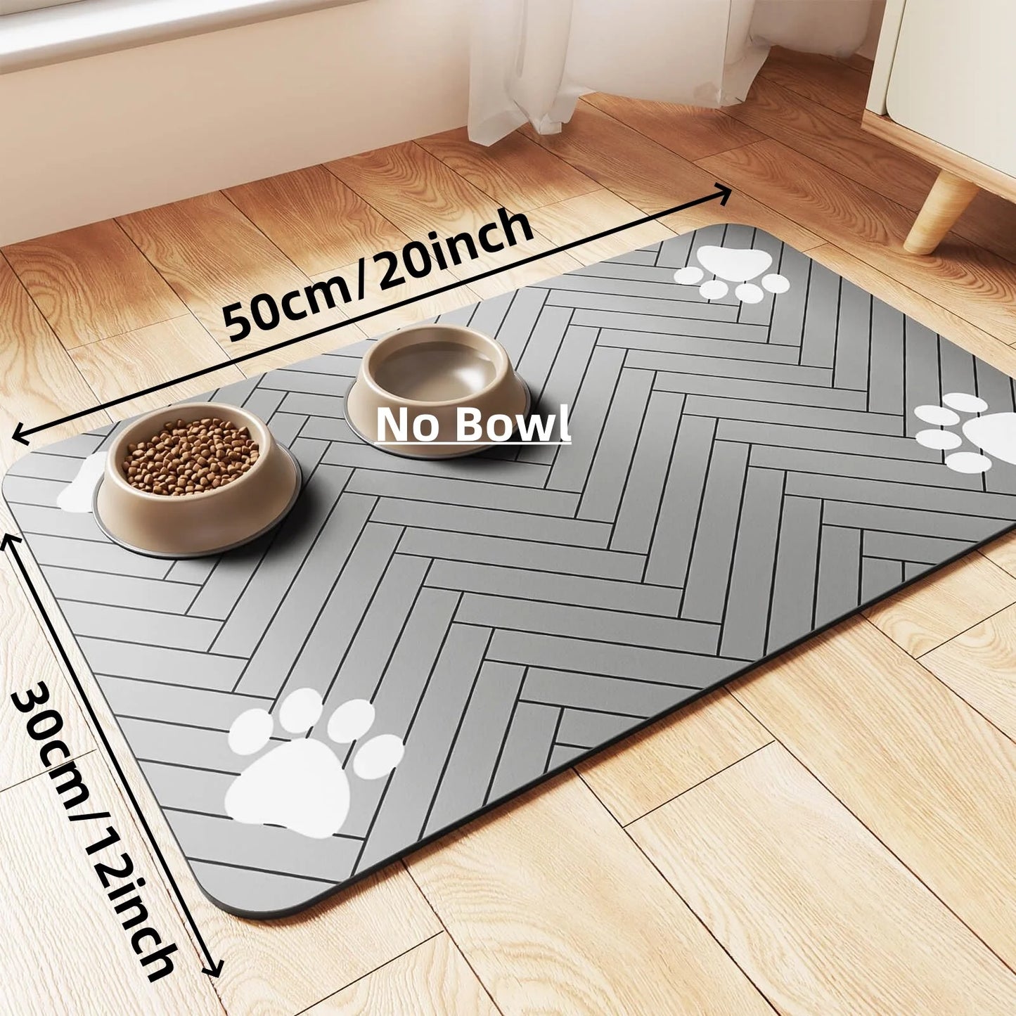 Absorbent Pet Feeding Mat – Waterproof Rubber-Backed Quick-Dry Placemat for Dogs & Cats