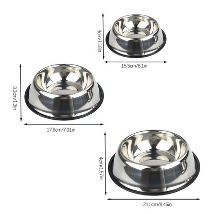 Stainless Steel Pet Bowl – Anti-Slip, Anti-Ant Food & Water Dish for Dogs & Cats