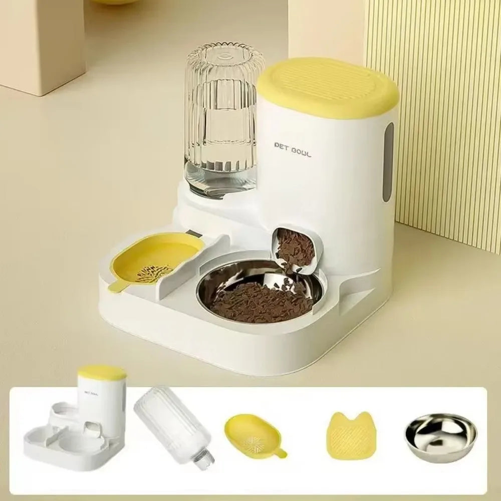 Automatic Pet Feeder & Water Dispenser – Anti-Spill, Large Capacity with Stainless Steel Bowl
