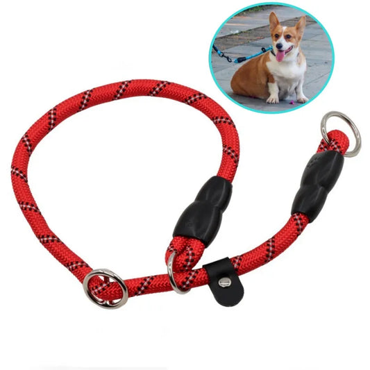 Reflective P-Chain Dog Collar — Adjustable Nylon
