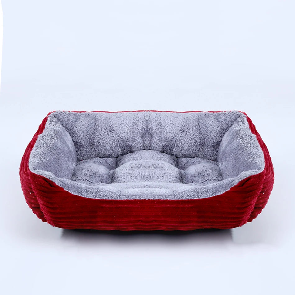 Square Plush Pet Sofa Bed – Kennel Cushion for Cats & Dogs
