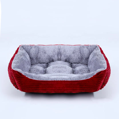Square Plush Pet Sofa Bed – Kennel Cushion for Cats & Dogs