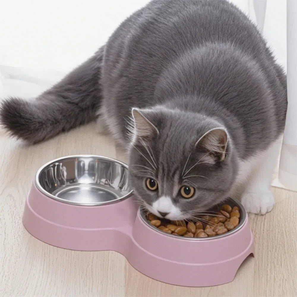 2-in-1 Dual Pet Bowl – Food & Water Feeder for Cats, Puppies & Small Dogs