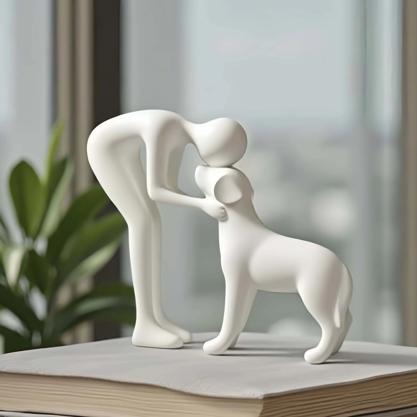 Dog & Owner Statue – Elegant Home Décor Gift for Pet Lovers