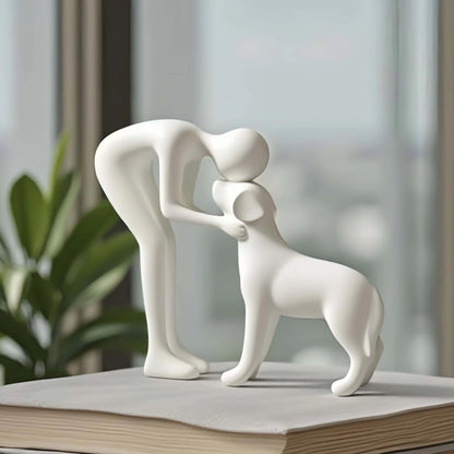 Dog & Owner Statue – Elegant Home Décor Gift for Pet Lovers