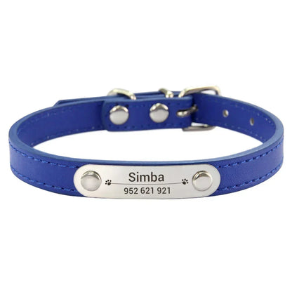 Personalised Dog Collar with Engraved Name & ID — PU Leather, Anti-Lost