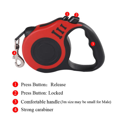 Retractable Dog & Cat Leash – 3m & 5m | Nylon Lead for Small Pets
