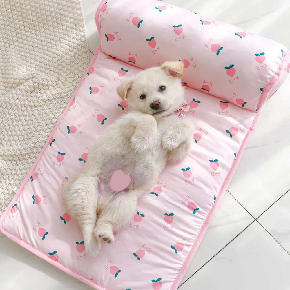 Pet Cooling Summer Mat | Breathable Ice Silk Cotton Pad for Dogs & Cats | S & L