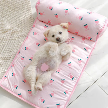 Pet Cooling Summer Mat | Breathable Ice Silk Cotton Pad for Dogs & Cats | S & L