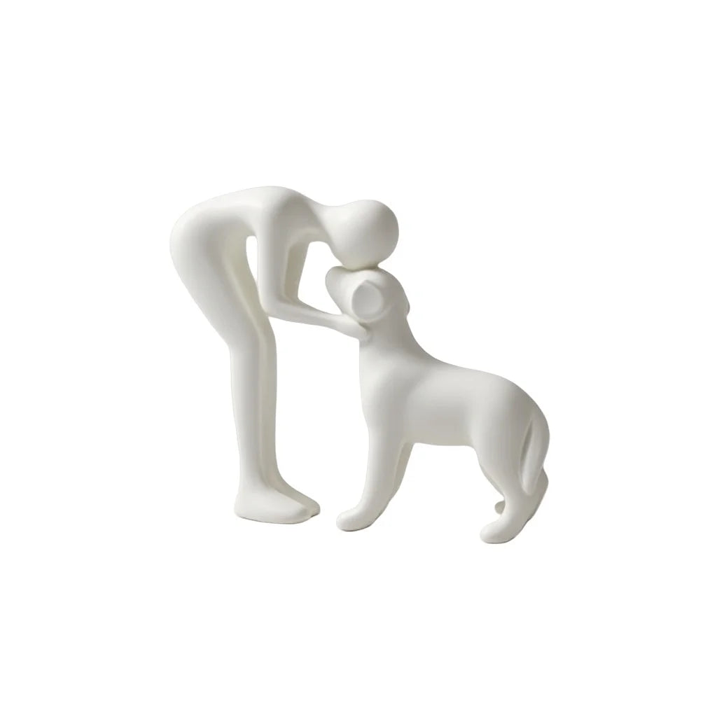 Dog & Owner Statue – Elegant Home Décor Gift for Pet Lovers