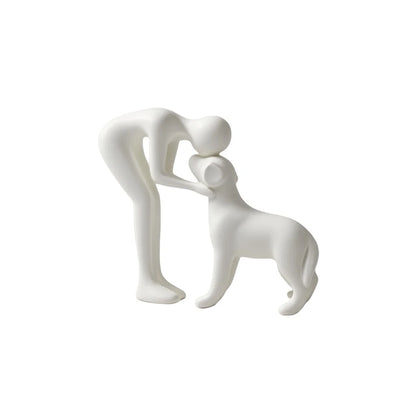 Dog & Owner Statue – Elegant Home Décor Gift for Pet Lovers