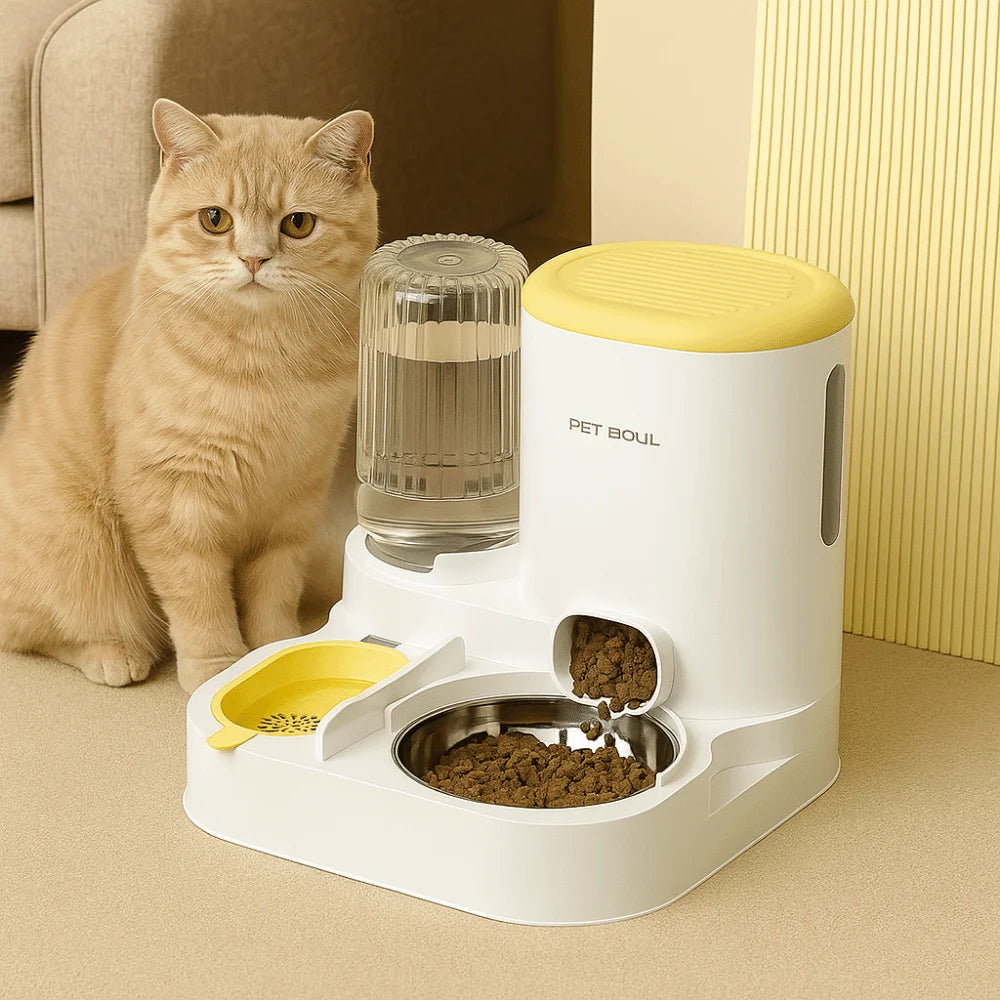 Automatic Pet Feeder & Water Dispenser – Anti-Spill, Large Capacity with Stainless Steel Bowl