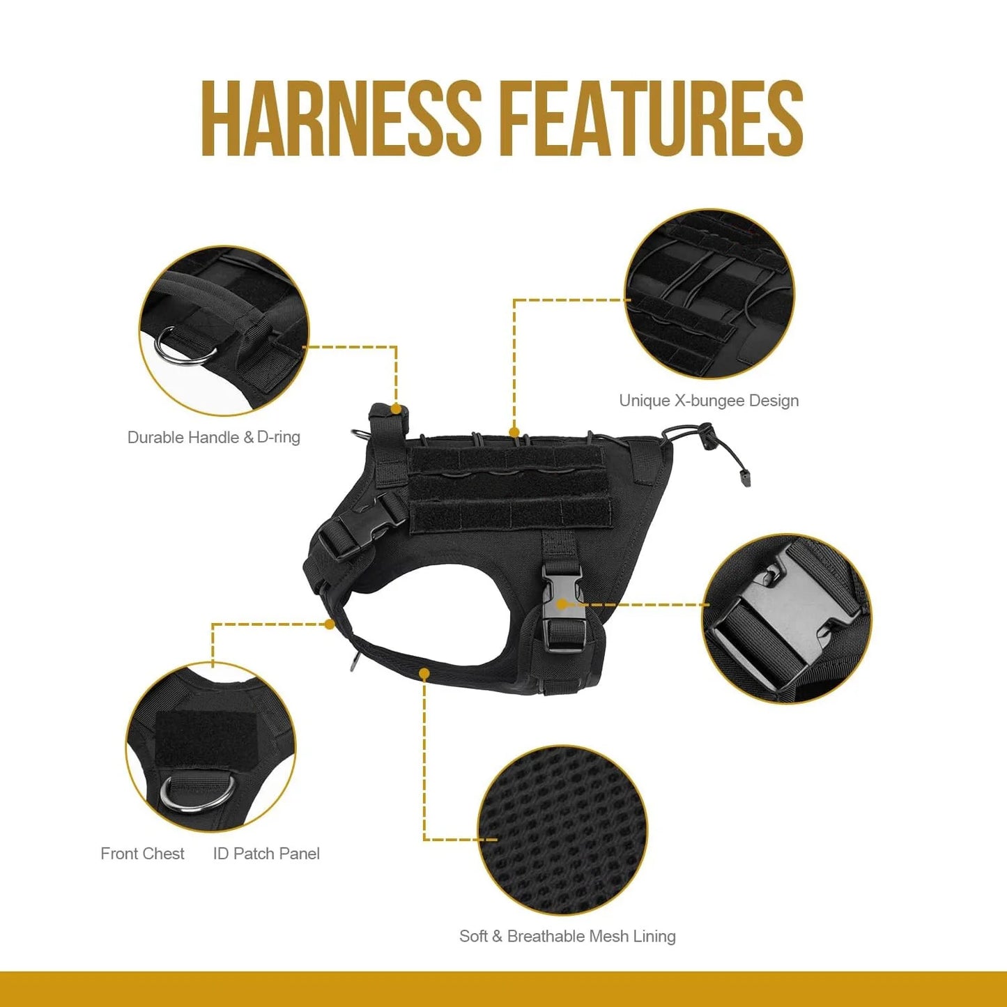 Tactical Dog Harness with Handle — No-Pull Service Vest
