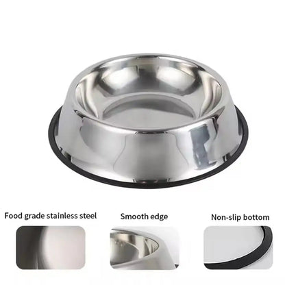 Stainless Steel Pet Bowl – Anti-Slip, Anti-Ant Food & Water Dish for Dogs & Cats