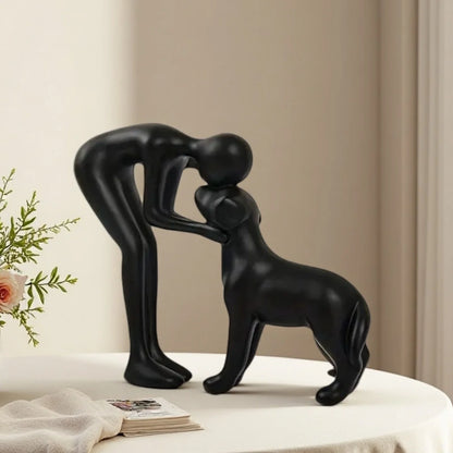 Dog & Owner Statue – Elegant Home Décor Gift for Pet Lovers