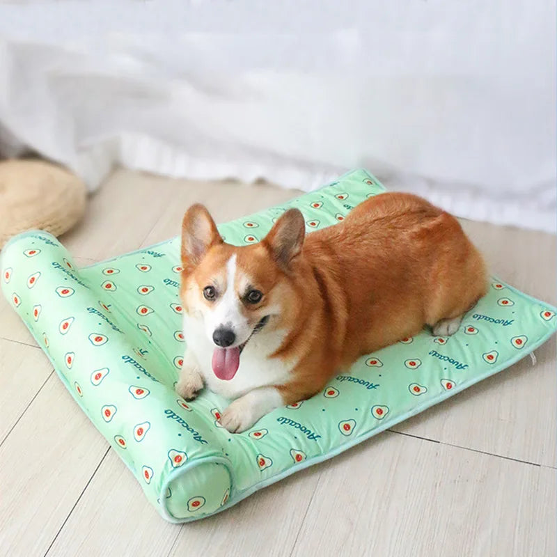Pet Cooling Summer Mat | Breathable Ice Silk Cotton Pad for Dogs & Cats | S & L