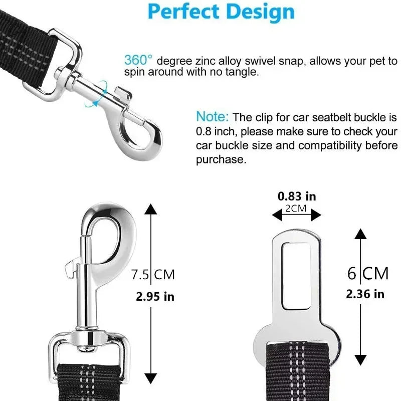 Reflective Dog Car Tether | Adjustable Safety Seat Belt Harness