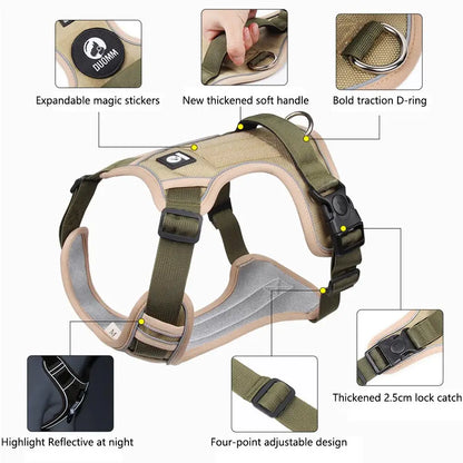 Reflective Oxford Vest Dog Harness — Adjustable for Medium & Large Breeds