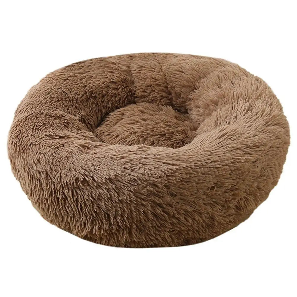 Plush Faux Fur Donut Pet Bed – Warm Round Bed for Cats & Small Dogs
