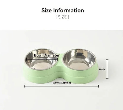 Dual Stainless Steel Pet Bowl – Non-Slip Double Food & Water Dish for Cats & Dogs