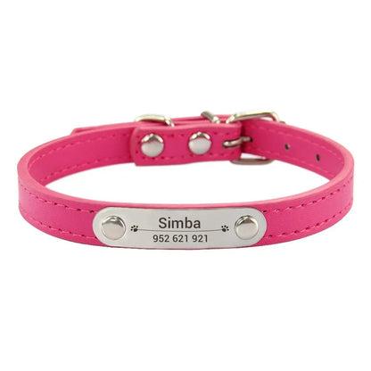 Personalised Dog Collar with Engraved Name & ID — PU Leather, Anti-Lost