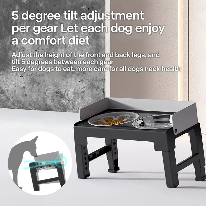 Elevated Adjustable Dog Bowl Stand – Double Stainless Steel Bowls for Small, Medium & Large Dogs