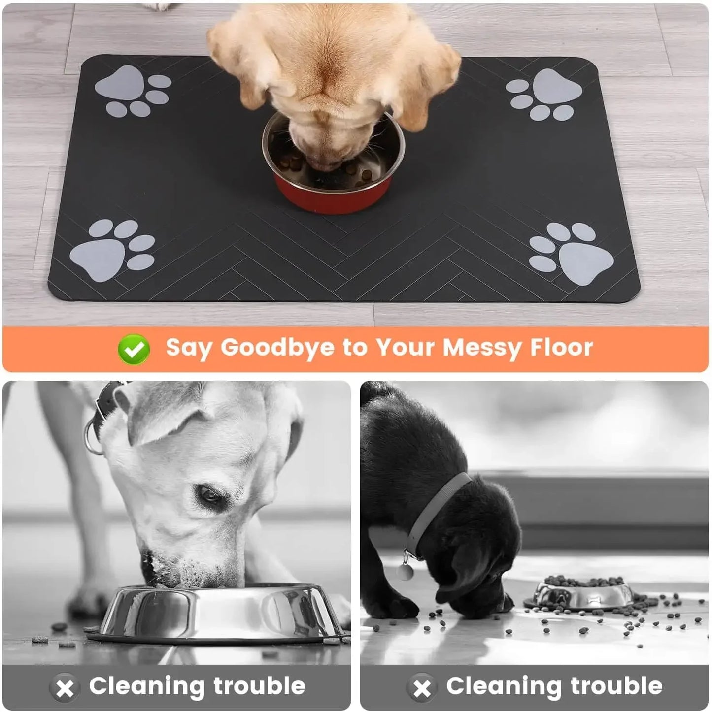 Absorbent Pet Feeding Mat – Waterproof Rubber-Backed Quick-Dry Placemat for Dogs & Cats