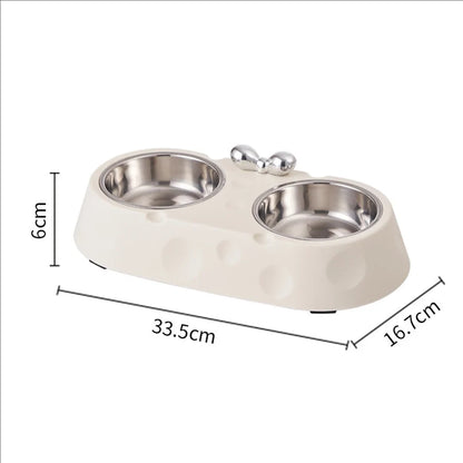 Double Stainless Steel Pet Bowl – Non-Slip Food & Water Feeder for Dogs & Cats