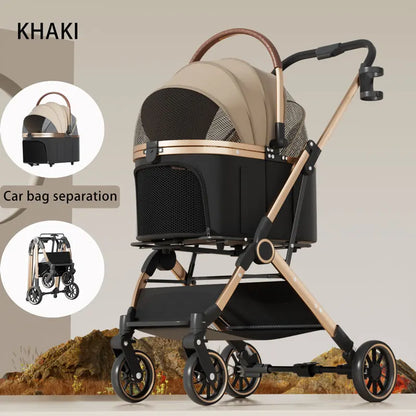 3-in-1 Foldable Pet Stroller | Detachable Bag & Basket | Up to 20kg