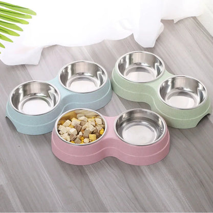 2-in-1 Dual Pet Bowl – Food & Water Feeder for Cats, Puppies & Small Dogs