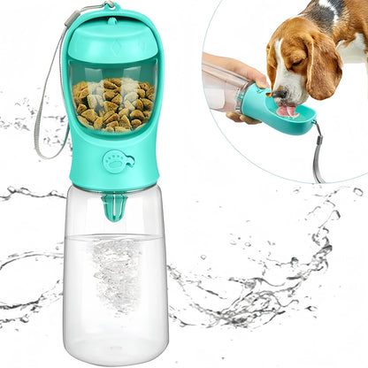 Portable Pet Travel Water Bottle | Food Grade with Snack Dispenser