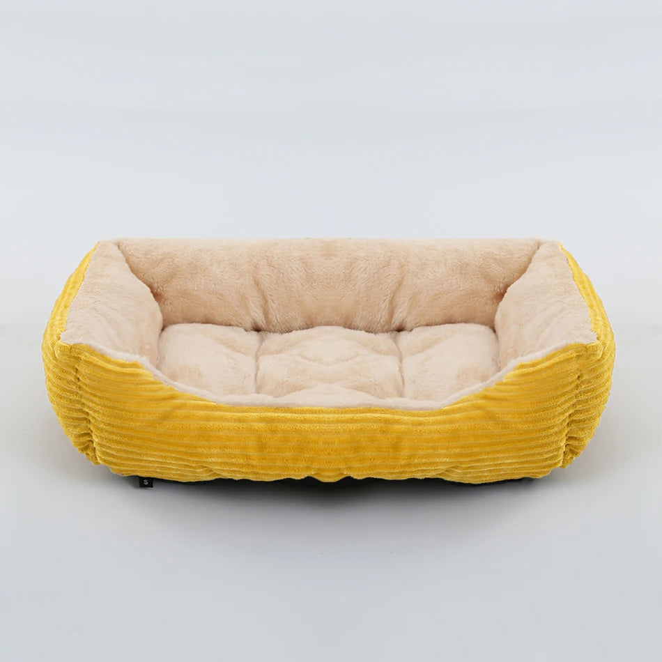Square Plush Pet Sofa Bed – Kennel Cushion for Cats & Dogs