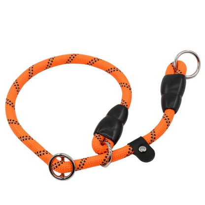 Reflective P-Chain Dog Collar — Adjustable Nylon